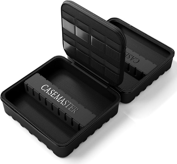 Casemaster Maxx 6 Dart Case, Holds 18 Steel Tip or Soft Tip Darts Fully Assembled, Hard Shell EVA Darts Case, 16 Accessory Pockets, Black