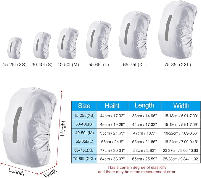 PATIKIL Waterproof Backpack Rain Cover, Non-Slip Backpack Cover with Vertical Reflective Strap Stay Dry for Hiking, Camping, Hunting