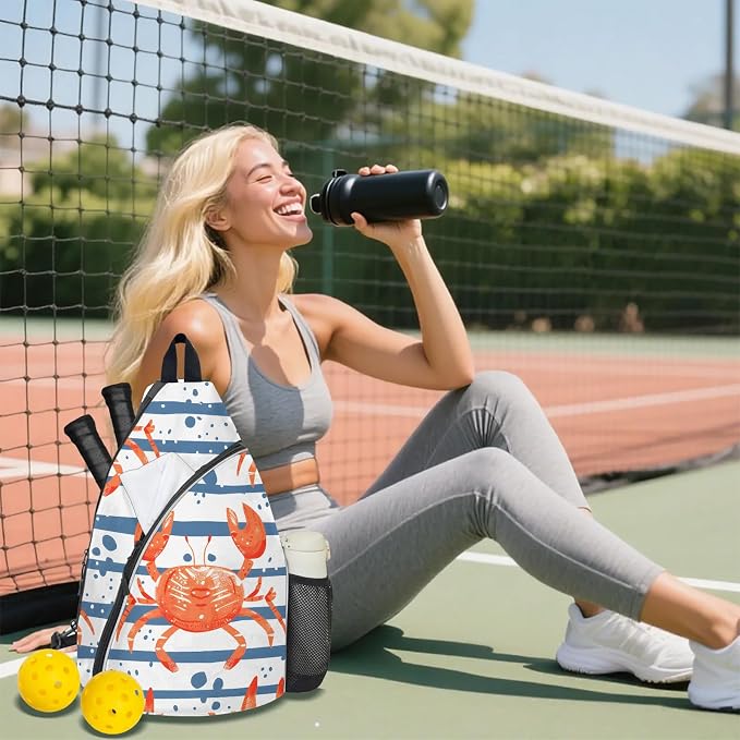 Pickleball Bag for Women Men Adjustable Crossbody Sling Backpack Hold Paddle Accessories