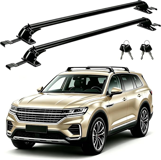 Universal Roof Rack Crossbars, 43" Aluminum Crossbars with Anti-Theft Lock Adjustable Window Frame for Car Without Side Rails for Bike Kayak Cargo Luggage, 165LBS Capacity Black