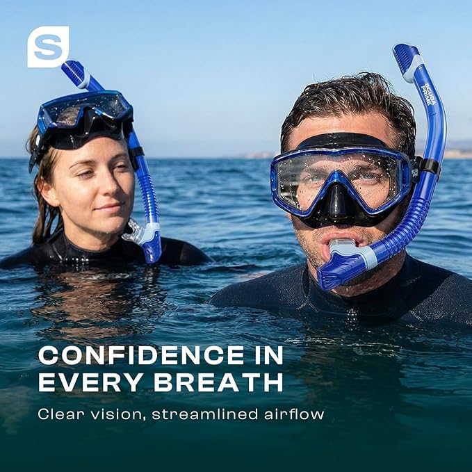 Pano 3 180° Panoramic Dive Mask, Three-Window Tempered Glass Scuba Mask with Dry Top Snorkel, Dual-Layer Silicone Skirt Anti-Leak Diving Gear for Men Women Teens Adults, 4 Color Options