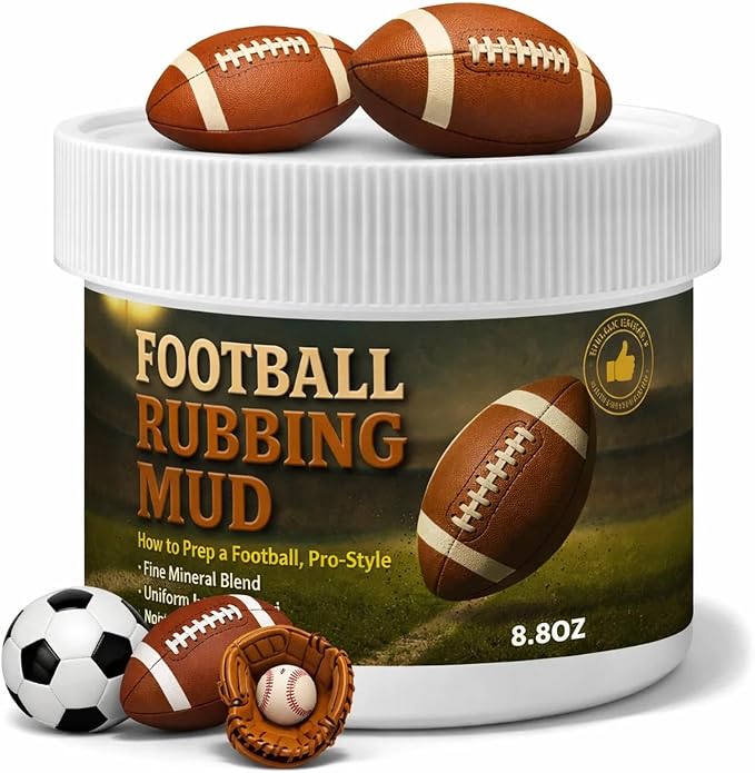 Football Rubbing Mud, 8.8oz Leather Football Conditioning Prep for New & Used Balls, Game Day Grip Conditioning for Practice & Training, Multi-Sport Use, Baseball Mud