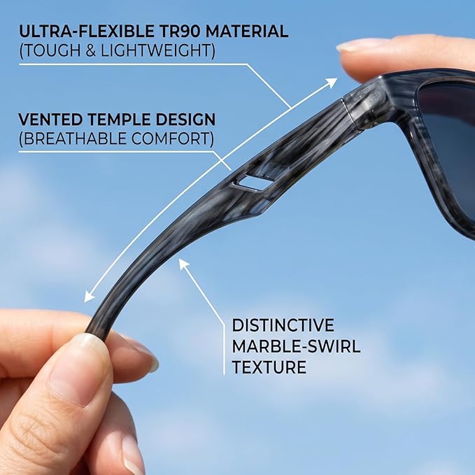 Missfive 2-Pack Mens Snazzy Bifocal Sunglasses with Readers Built-in, Rugged TR90 Lightweight Vented Temples, Dark Outdoor Reading Glasses UV400 Sun Protection for Driving/Travelling, 2.25x