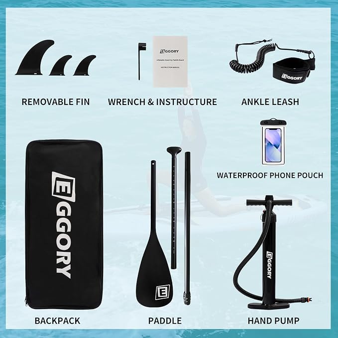 Inflatable Paddle Board,Stand Up Paddle Board Set, Extra Wide SUP Board with Removable Fin, Floating Paddle, Hand Pump, Waterproof Phone Pouch,Traveling Board
