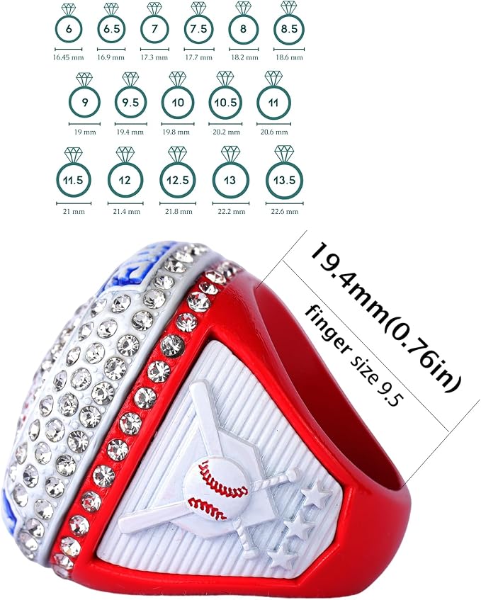 Sports Awards 12 pcs Pack Baseball League Champions & Finalist Trophy Ring Size 9.5 Baseball Awards Players Prize