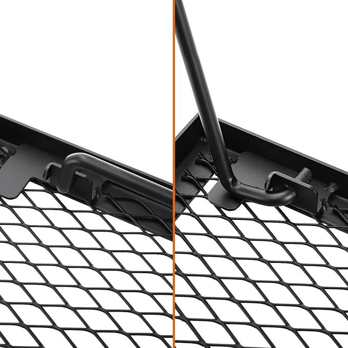 Elsjoy 17" Folding Campfire Grill Grate with Carrying Handle, Portable Camping Grill Over Fire Mesh Grate, Heavy Duty Steel Grate for Outdoor Cooking, Picnic, BBQ
