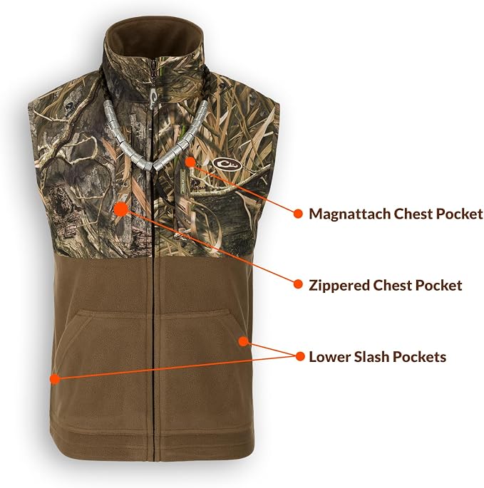 Drake Waterfowl Men's MST Eqwader Waterproof Windproof Hunting Vest | Breathable Moisture-Wicking Material, Fleece Lining, Taped Seams, Zippered Pockets