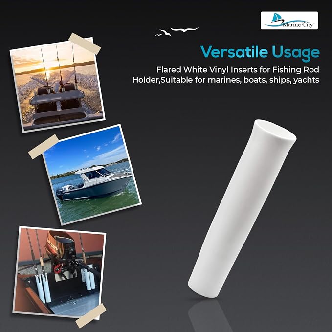 MARINE CITY Vinyl Inserts for Fishing Rod Holder White Plastic Strong and Durable Heavy Duty Easy Rod Secures Placement for Boat Marine