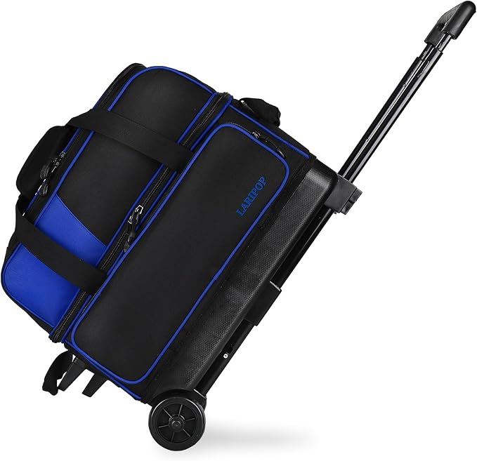 LARIPOP 2 Ball Bowling Roller Bag, Wheeled Bag with Shoe Compartment, Telescopic Handle & Padded Protection for Men Women