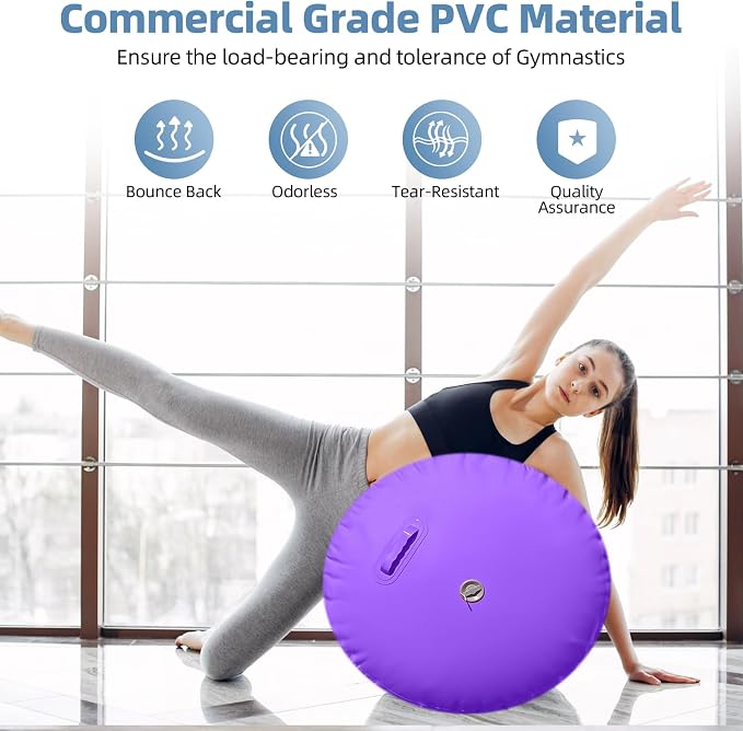Air Roller Gymnastics, 47.2x23.6"/47.2x31.5" Inflatable Air Tumble Barrel, Back Handspring Training Gymnastics Barrel for Tumbling Cheerleading Yoga Gym with Manual Air Pump Indoor&Outdoor Use