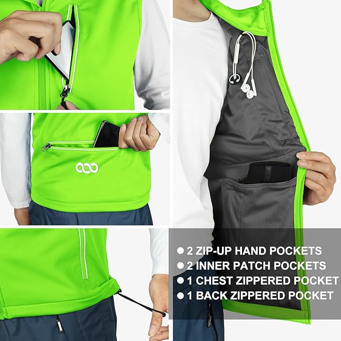 33,000ft Men's Windproof Lightweight Golf Vest Outerwear with Pockets, Softshell Sleeveless Jacket for Running Hiking Sports