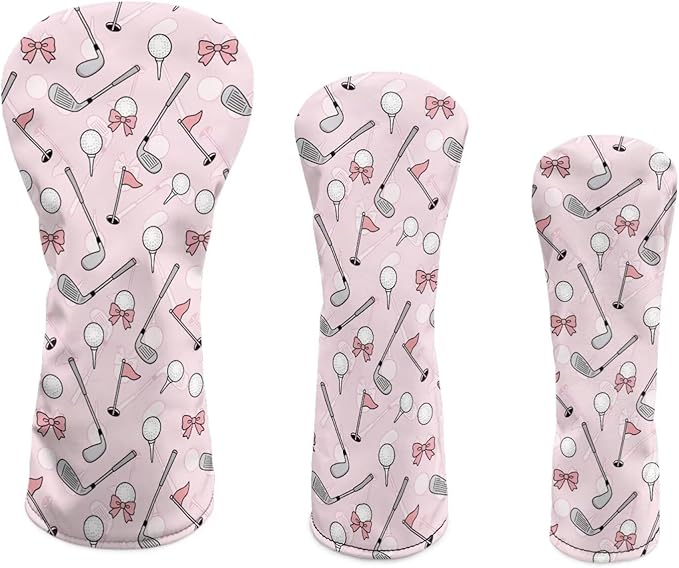 Rnyleeg Golf Club Head Covers for Women Driver Head Cover Leather Fairway Wood Headcover Hybrid Headcovers for Golf Clubs