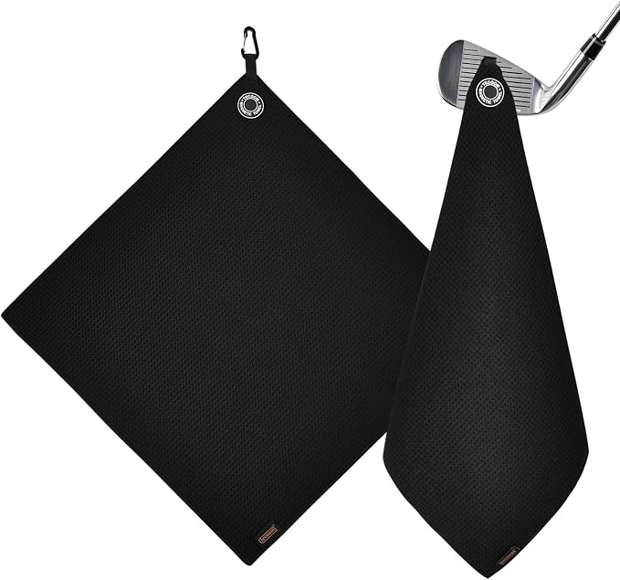 Tecoom Magnetic Golf Towel, Premium Ultra Absorbent Waffle Microfiber, Double-Stitched Edging, Strong Magnet for Golf Carts, Bags and Clubs, 18"x18" Portable Golf Accessories, Gift for Men Women