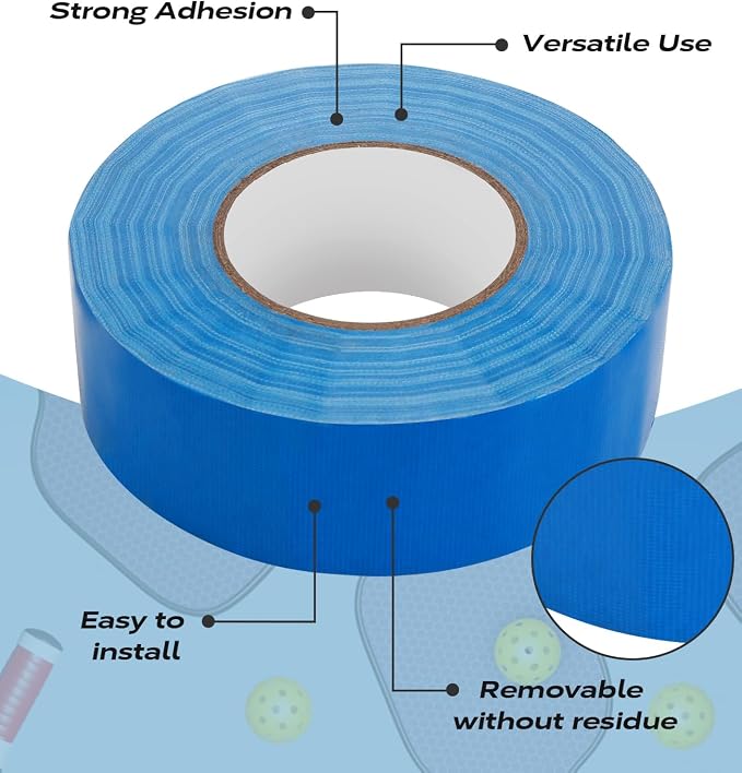 Outdoor Pickleball Court Tape, 2in x 230FT Pickleball Tape Lines for Indoor Outdoor Sports Court Fast Marking, Such as Badminton, Tennis, Basketball, or Pickleball Court, Blue Tape