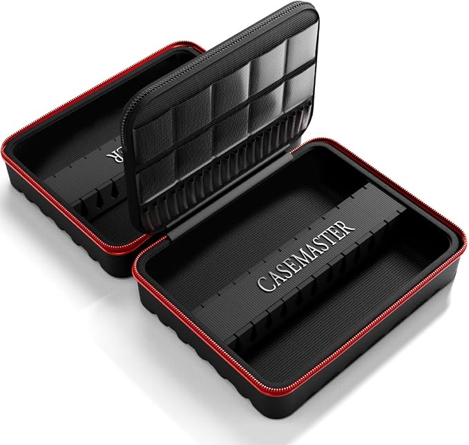 Casemaster Maxx 8 Dart Case, Holds 24 Steel Tip or Soft Tip Darts Fully Assembled, Hard Shell EVA Darts Case, 20 Accessory Pockets, Red