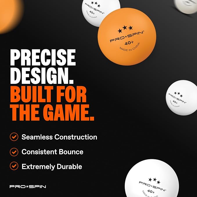 PRO-SPIN Ping Pong Paddles - High-Performance Set with Premium Table Tennis Rackets, 3-Star Ping Pong Balls, Compact Storage Case | Professional Quality Ping Pong Paddle Set | Indoor & Outdoor Games