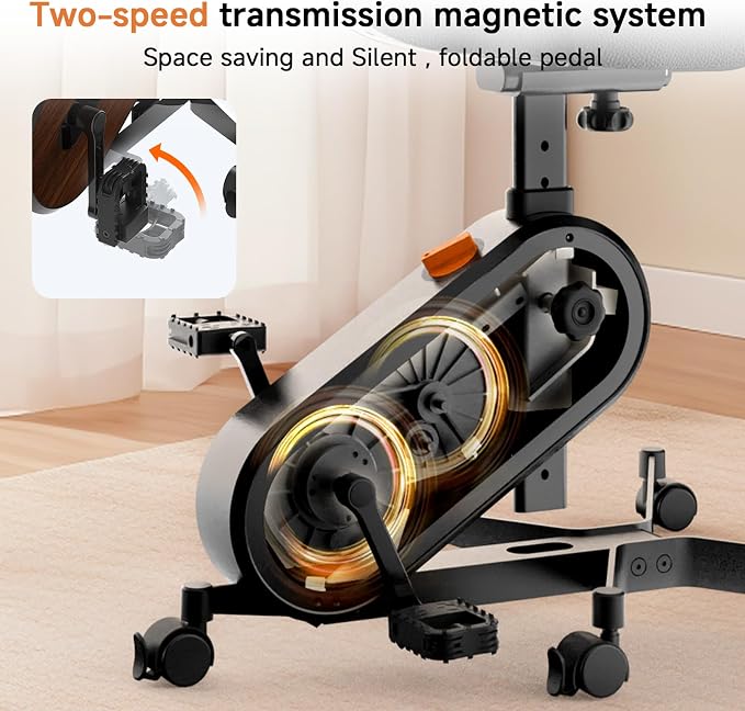 HitGo Office Exercise Bike Desk Chair,330 lbs Heavy Duty Under Desk Bike with 9-Level Height Adjustable Seat 24.4"-33.8",8-Level Resistance & Rolling Wheels,Quiet Fitness Chair for Home Office