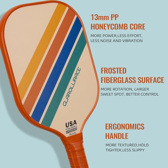 Pickleball Paddles Set of 2 | 4 Pickleball Rackets, USAPA Approved Pickleball Set, Fiberglass | Carbon Fiber Surface & 13 mm PP Honeycomb Core,4 Indoor & Outdoor Pickle Balls
