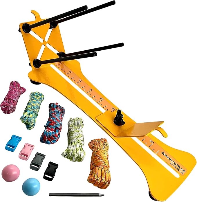 SpeedyJig Plus Paracord Bracelet & Monkey Fist Jig & Kit | Survival Bracelet Making Jig | Weave Camping Rope, Jewelry, Keychains | Craft Idea for Adults & Children | Includes Cord & Buckles
