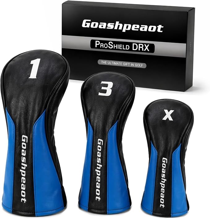 Premium PU Leather Golf Head Covers, Golf Club Headcovers for Driver Fairway Wood Hybrid, Protective PU Leather Wood Covers with Number Tags and Soft Lining