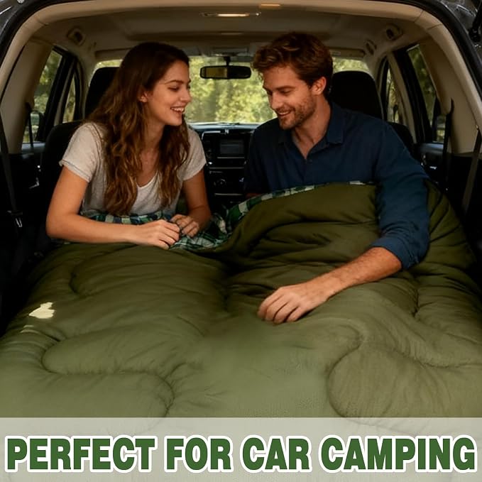 0 Degree Double Sleeping Bag for Adults Queen Size 2 Person Sleeping Bag for Cold Weather with Compression Sack for Car Camping, Hunting and Tent Camp