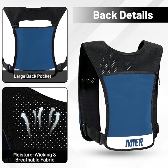 MIER Running Vest for Women Men, Lightweight Breathable Hydration Vest with 500ml Soft Flask Reflective Hydration Backpack for Marathon Cycling Hiking Jogging