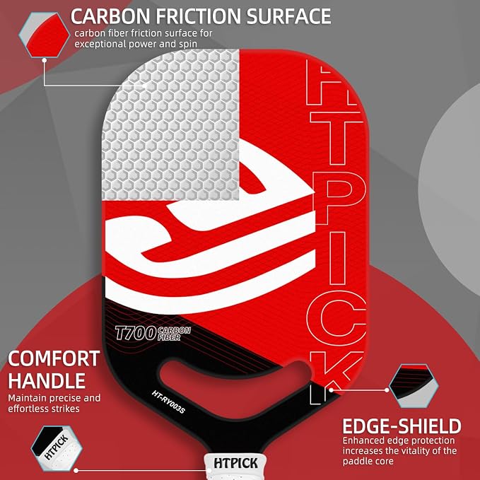 Pickleball Paddles | T700 Carbon Fiber Pickleball Paddle with Aero Throat | Hot-Press Moulding | 16mm Polymer Core | Specifically Engineered for Swing Speed and Manoeuvrability