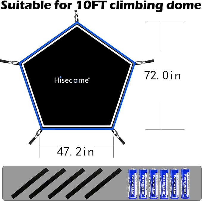 Climbing Dome Hammock with Light, Accessory for Climbing Dome, fits 10 x 5 ft Climbing Dome, with Light Canopy Bearing 300 LBS. (Hammock only, Batteries×6)