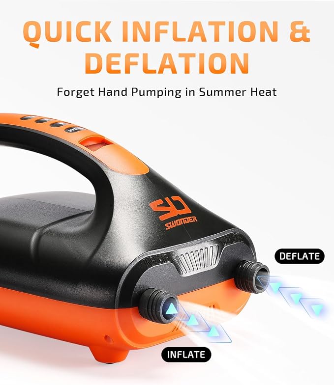 Swonder 20PSI High Pressure Digital Electric Air Pump for Stand Up Paddle Board | Kayak | Tent, SUP Inflator with Intelligent Dual Stage & Auto-Off, Two Colors