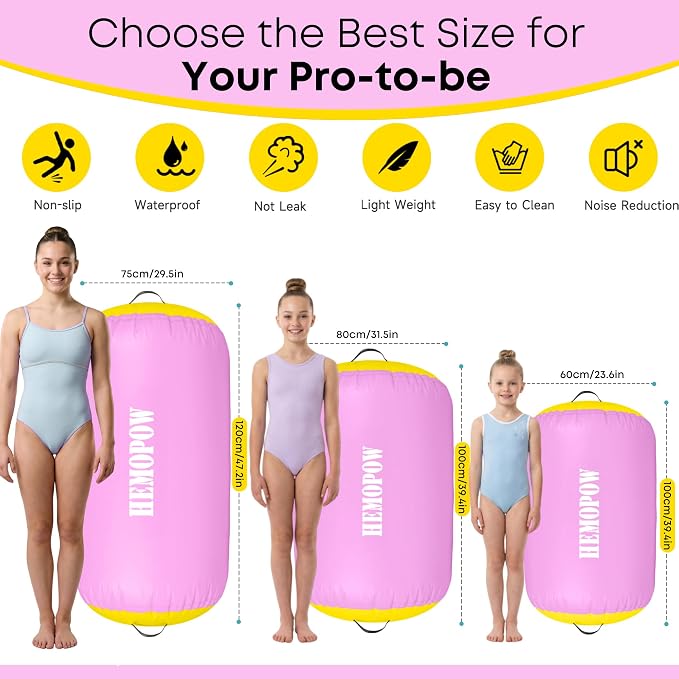 Inflatable Gymnastics Air Barrel Roller with Electric Pump, Heavy Duty PVC Tumbling Barrel Back Handspring Trainer, Air Tumble Track Mat for Home Gym, Cheerleading, Yoga Practice