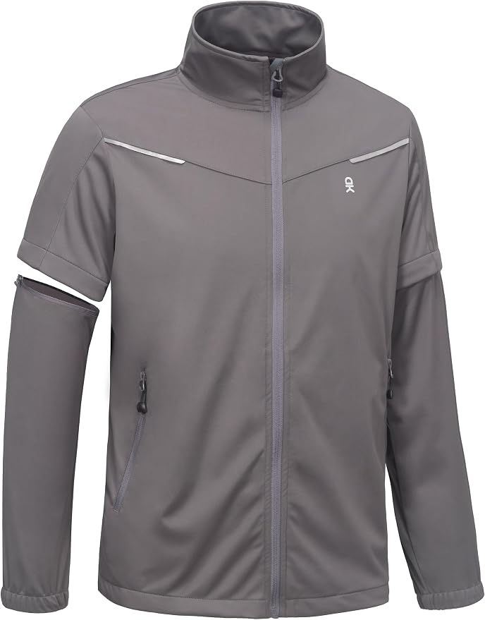 Little Donkey Andy Men's Convertible Sleeve Softshell Jacket Water Resistant Breathable Outdoor Jacket for Golf Hiking