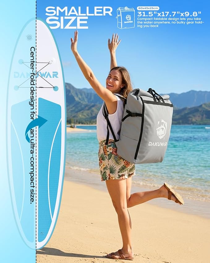 DAKUWAR Paddle Board 10'6''/10' Inflatable Stand Up Paddle Boards with SUP Accessories Ultra-Light Paddleboard Non-Slip Comfort Deck for Adults & Youth of All Skill Levels