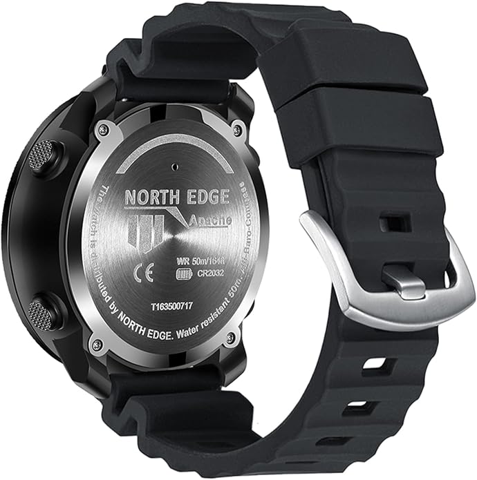 NORTH EDGE Apache Men’s Digital Tactical Watch, Outdoor Sports Watch with Compass, Altimeter, Barometer, Pedometer, Weather Trend, EL Backlight, 50M Water Resistant Hiking Watch