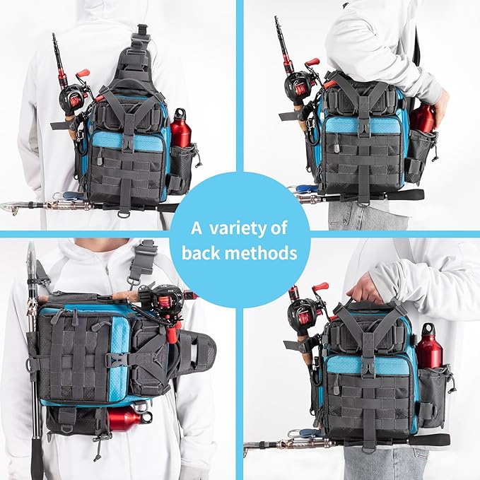 BLISSWILL Outdoor Tackle Bag - Large Water-Resistant Fishing Backpack