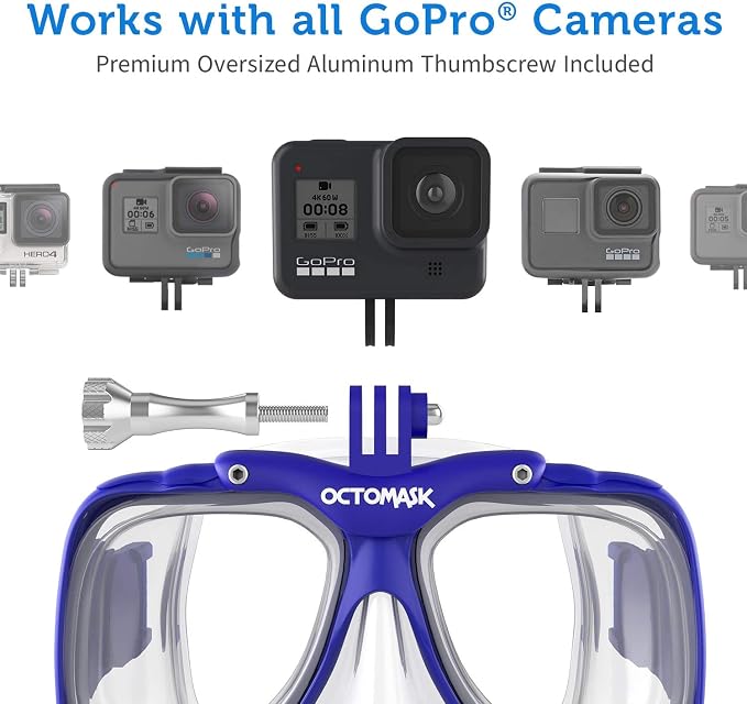 OCTOMASK - Scuba Mask w/ Mount for All GoPro Hero Cameras for Scuba Diving, Snorkeling, Freediving
