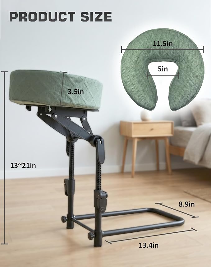 Massage Headrest for Bed with 2 Pack of Covers, Home Mattress Top Massage Kit, Adjustable Face Cradle for Professional and Home Use, Portable Face Down Head Holder Fits All Mattresses