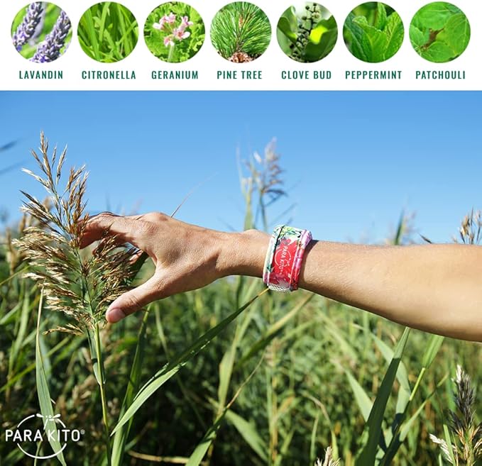 PARA'KITO Mosquito Repellent Bracelets + Refill Pellets Bundle | Peppermint Oil, Essential Oils | Hiking & Camping Accessories | Paraben Free, DEET Free - 2 Wristbands & 2 Refills (Black + Conceal)