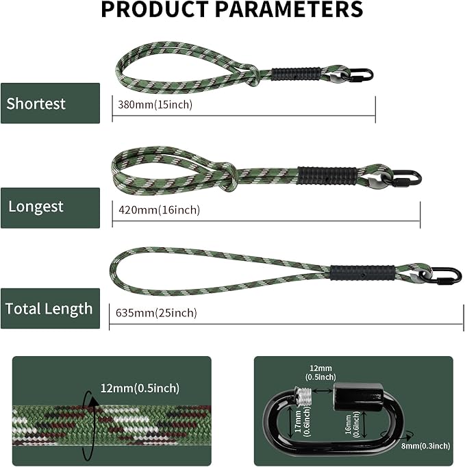 Heavy Duty Tree Swing Ropes, Hammock Tree Straps Hanging Kit, for Outdoor Swings Hammock Playground Set Accessories (2ft,25",Green,2Pack)