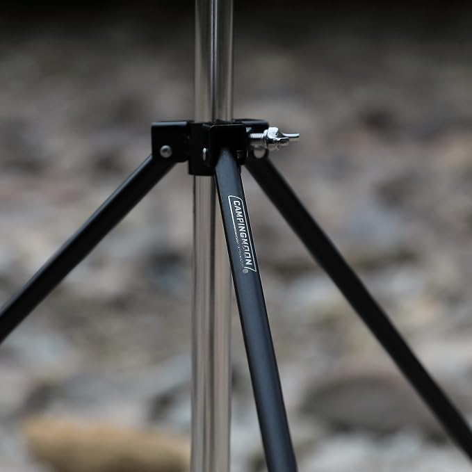 camping moon Heavy Duty Stainless Steel Lantern Pile Driver Height Adjustable with Tripod Stand and Storage Bag D-240, D-243
