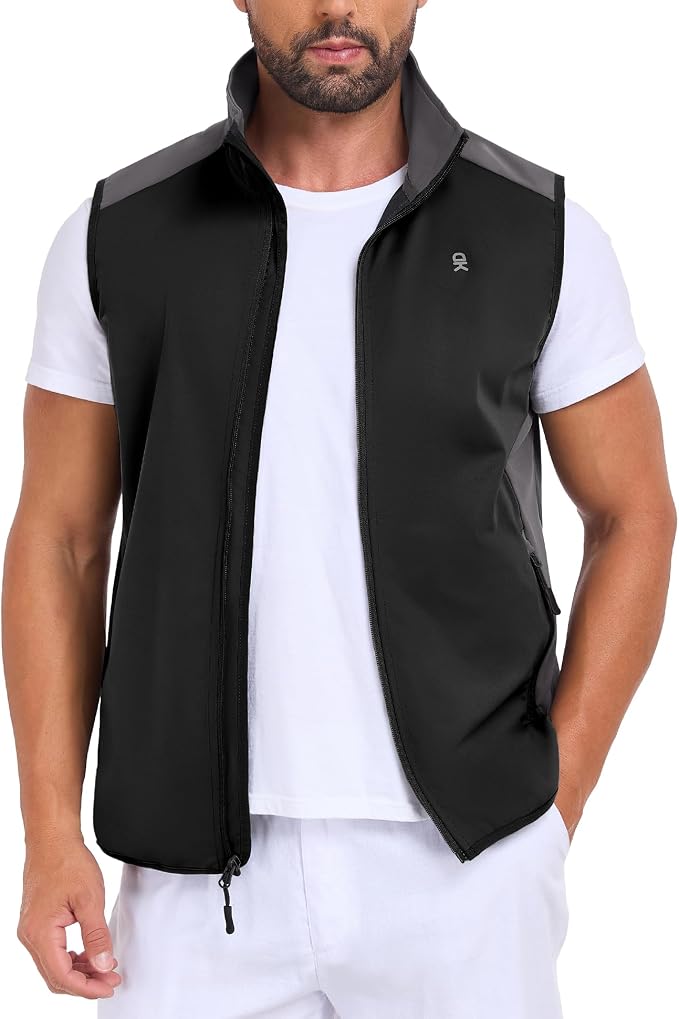 Little Donkey Andy Men's Water-resistant Outerwear Vests, Stretch Windproof Vest for Cycling, Running, Golf