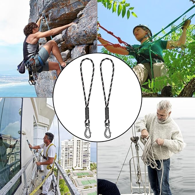 BeneLabel 2 Pcs Tree Swing Rope, 59inch, Hammock Tree Swing Hanging Strap, Heavy Duty Hook, for Indoor Outdoor Swing Hammock Playground Set Accessories, Black