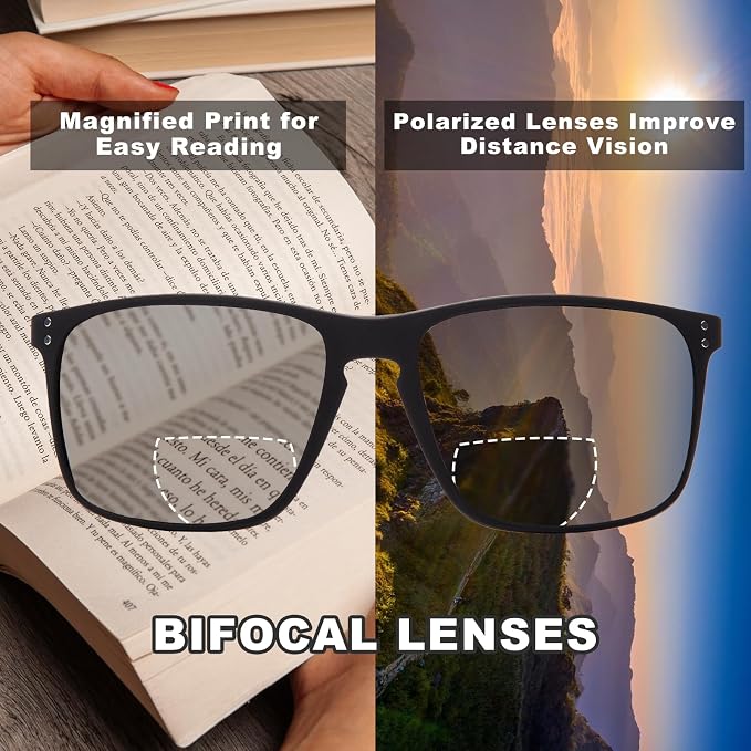 JO Bifocal Reading Glasses Sunglasses 2 Pack - UV400 Protection Fashion Bifocal Sun Reader for Men