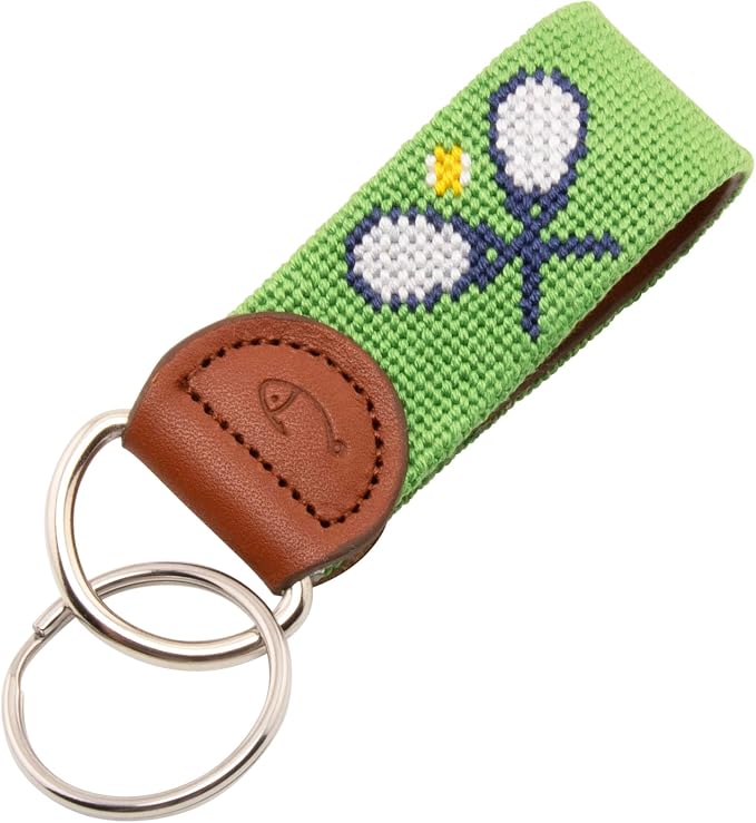 Leather Hand-Stitched Needlepoint Key Fob or Key Chain