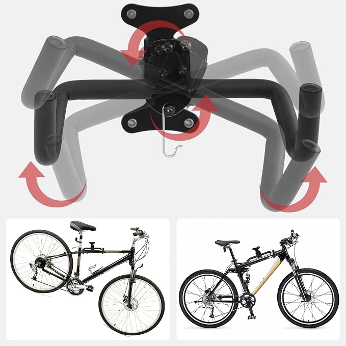 Cyfie Bike Wall Mount Hanger, Bicycle Garage Storage Rack Hook with a Helmet Hook to Hang the Helmet, Horizontal Indoor Bike Holder for Hanging Mountain, Road, Hybrid Bikes