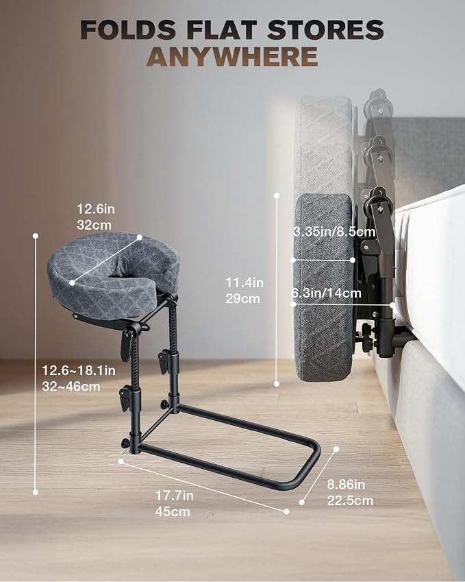 Massage Headrest for Bed, Massage Face Cradle for Bed, Adjustable 18" Height Massage Head Holder, for Home Salon Spa, Comfortable Face Down Pillow
