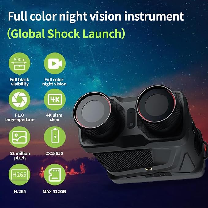 4K Night Vision Goggles,Night Vision Binoculars for Adults,3.2'' IPS Screen,Infrared Camera, 10X Digital Zoom,4000mAh Battery Binoculars with 64GB TF Card,WiFi,Hunting & Camping Gear-N002