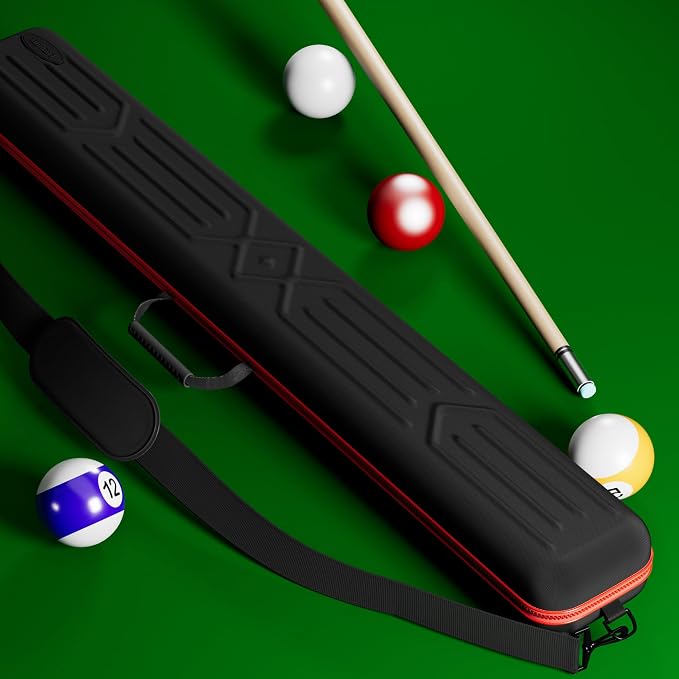 Casemaster Parallax Pro 2x2 Pool Cue Case, Holds 2 Butts and 2 Shafts, Foam-Padded Pool Stick Case, Water-Resistant 600D Oxford Fabric, Lightweight with Accessory Pocket