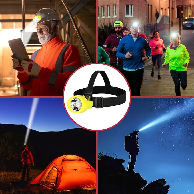 High Lumens LED Mining Headlamp with Hat - Waterproof, Durable, Long-Lasting Rechargeable Headlight, Adjustable Strap, Perfect for Miners Camping Hiking (KL2.8 Yellow with Hat)