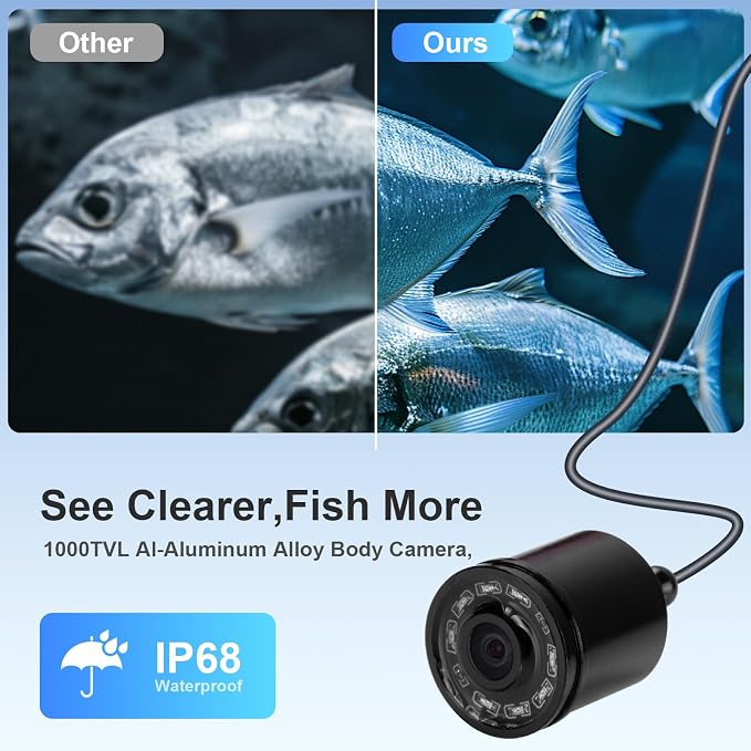 Fish Finder Camera Real Time Underwater Fishing Camera 65ft/98ft for Rod,4.3" HD LCD Monitor&IR LED Night Vision Wide Angle Lens Line Camera for Kayak Lake Boat Ice Fishing Portable Fish Finder