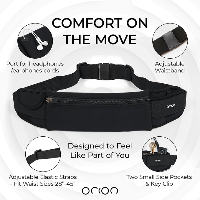 The Belt of Orion Slim Travel Money Belt for Men & Women – Anti-Theft Passport Holder Waist Pack, Low-Profile Fanny Pack for Phone, Cash & Cards (9” × 4”)